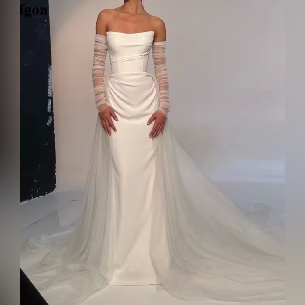 NEW $895 Ava De Robe Modern Strapless Pleat Mermaid Wedding Dresses